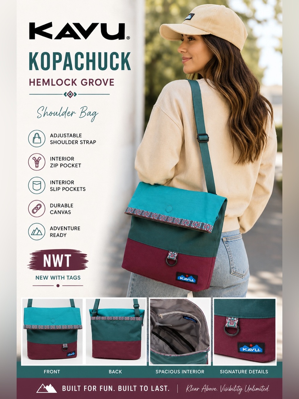 KAVU Kopachuck Hemlock Grove Foldover Shoulder Bag NWT